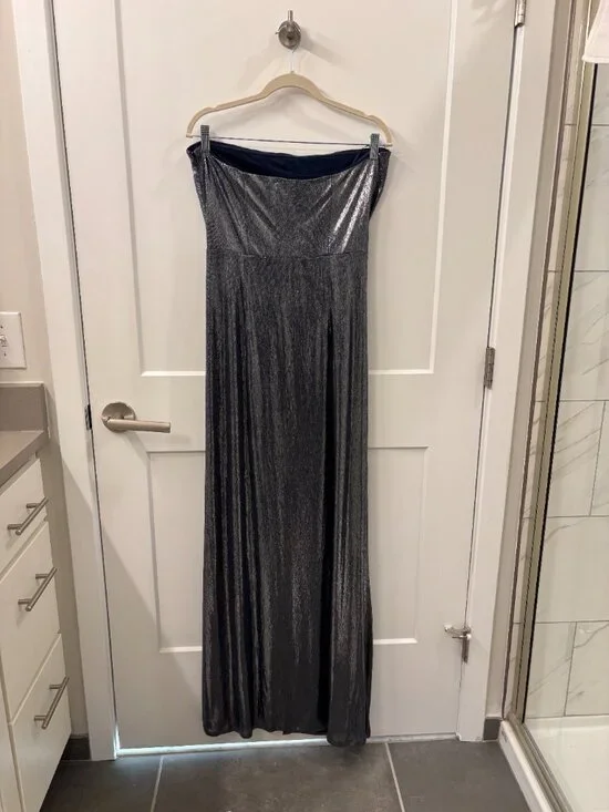 Ramy Brook Samson Metallic Strapless Sheath Gown Size 14 NWT - Picture 7 of 8